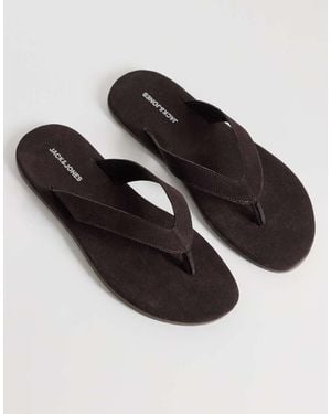 Jack & Jones Suede Flip Flops - Black
