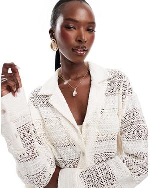 The Couture Club Crochet Textured Shirt - Natural