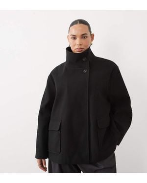 ASOS Asos Design Curve Funnel Neck Formal Harrington Jacket - Black