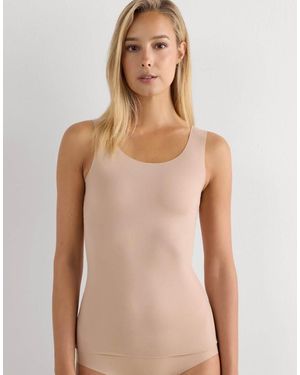 Intimissimi Round-Neck Raw-Cut Cotton Vest Top - Natural