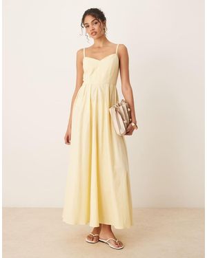 ASOS Vestito Lungo Con Corpino Stile Corsetto Modellante Color Limone - Neutro