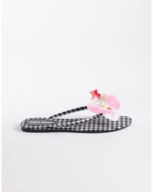 Public Desire Moko Flipflops With 3d Flower - White