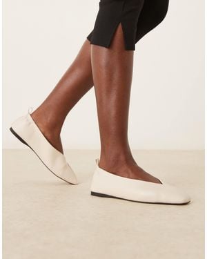 ASOS Leslie Square Toe Ballets - Natural