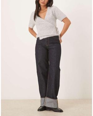 JJXX Tokyo Wide Leg Jeans With Fold Up Detail - Blue