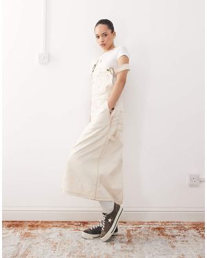 Dickies Long Overall Denim Dungaree Dress - White