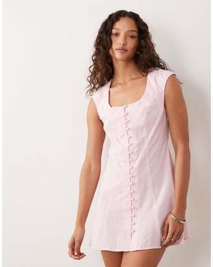 ASOS Square Neck Button Down Midi Sundress - Pink