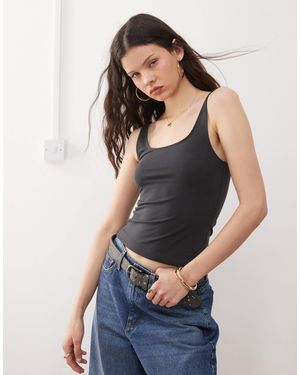 Weekday Square Neck Scoop Back Vest Top - Blue