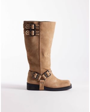 Public Desire Rooftop Harness Knee Boots - White