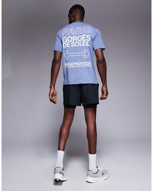 4505 Quick Dry Performance Jersey Back Graphic Oversized Running T-shirt - Blue