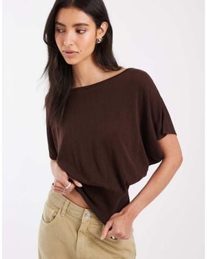 ASOS Top De Punto Entallado En La Cintura En - Marrón