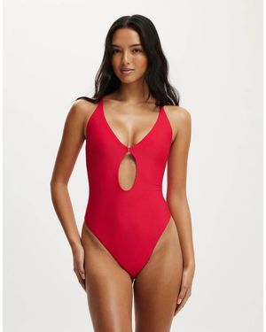 Cotton On Keyhole Strappy One Piece Brazilian - Red