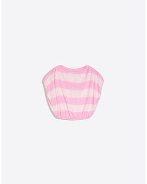 Bershka – asymmetrischer pullover mit streifen - Pink