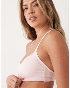 BO+TEE Soft Active Light Support Sweetheart Contrast Trim Sports Bra - Brown