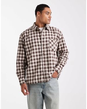 Only & Sons Chemise raccourcie décontractée à manches longues et carreaux - marron et crème