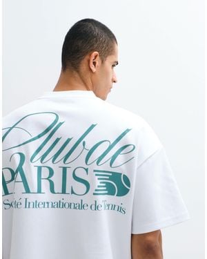 River Island T-shirt oversize à imprimé club paris tennis - Blanc