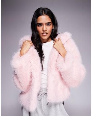 Kiwi & Co Faye Faux Fur Hooded Cropped Jacket - Pink