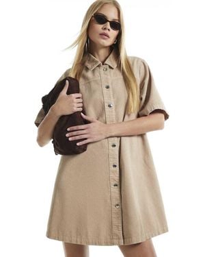River Island Corduroy Smock Dress - Natural