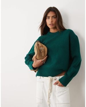 ASOS Relaxed Sweater With Side Slit Detail - Green