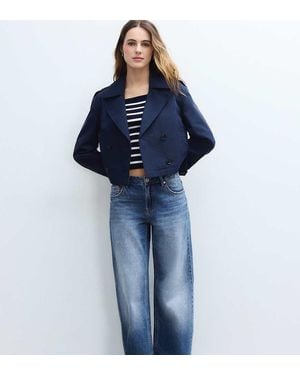 Stradivarius Petite D91 Low-Rise Wide-Leg Jeans - Blue