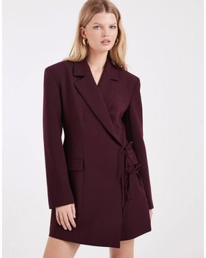 ASOS Wrap Front Blazer Dress With Tie Side - Purple