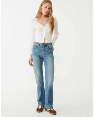 Stradivarius D98 Straight-leg Vintage Effect Jeans - Blue