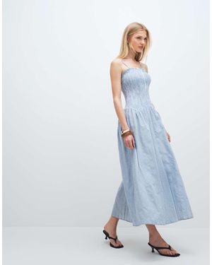 Daisy Street Drop Waist Shirred Maxi Dress - White