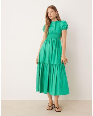 Collective The Label Tiered Open Back Midi Dress - Green