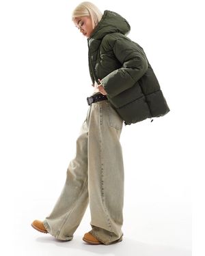 Monki – wattierter oversize-mantel - Grün