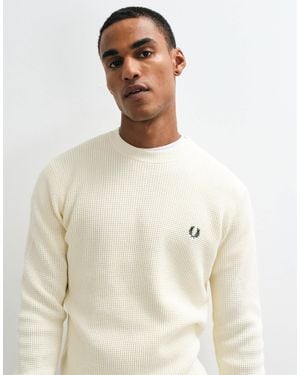 Fred Perry Waffelstrickpullover - Natur