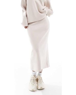 Object Gestructureerde Gebreide Midi Rok - Wit