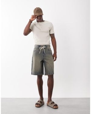ASOS Losse Denim Jort Met Strikceintuur - Wit