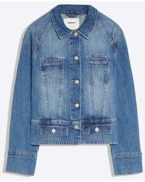Bershka Cropped Denim Jacket - Blue