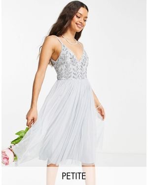 Maya Petite Embellished Top Midi Dress - White