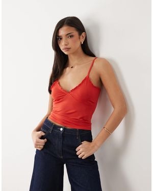 ASOS Slinky Ruffle Detail Cami Top - Red