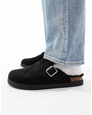 ASOS Mocasines Negros Estilo Mules Con Forro De Piel Sintética De - Azul