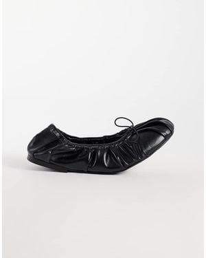 JW PEI Solenne Ruched Drawstring Ballet Flats - Black