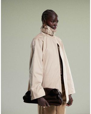 & Other Stories Short Trench Jacket With Strap Funnel Neck Detail - Natural