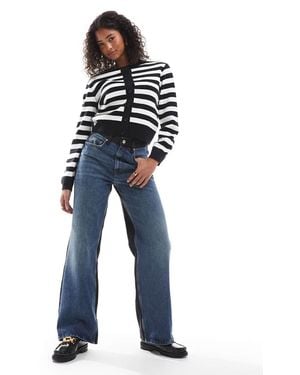 ASOS Cardigan Girocollo Nero A Righe Bianche
