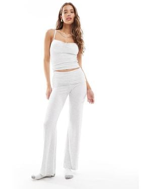 Cotton On Pantalones De Pijama Gris Claro Jaspeado Con Cinturilla Plegable Sleep Recovery De - Blanco