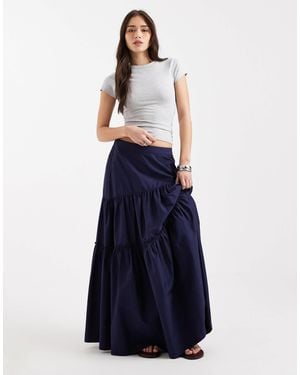 ASOS Asymmetric Tiered Boho Maxi Skirt - Blue