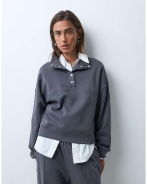 ASOS Interlock Funnel Neck Sweatshirt - Grey