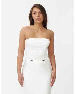 4th & Reckless Satijnen Bandeau-Top - Wit
