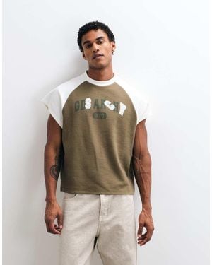 ASOS Boxy Oversized Raglan T-shirt With Print - Green