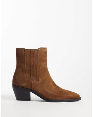 Mango 100% Leather Short Cowboy Boot - Brown