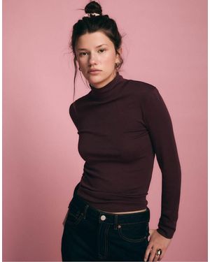 Stradivarius Basic High Neck T-shirt - Pink