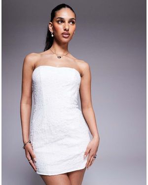Princess Polly Structured Bandeau Embroidered Mini Dress - Purple