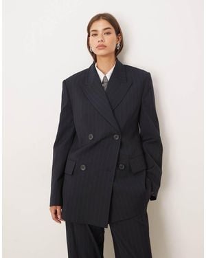 Mango Americana De Sastre Extragrande Con Raya Diplomática Varsovia De (Parte De Un Conjunto) - Azul