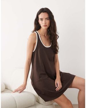 ASOS Racer Mini Swing Dress With Contrast Binding - Multicolour