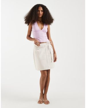 Vero Moda Denim Wrap Mini Skirt - White