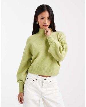 ASOS High Neck Jumper With Raglan Detail - Green